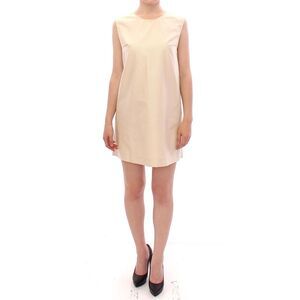 Andrea Incontri Sleeveless Shift Dress Textured Mini Women Beige Dresses